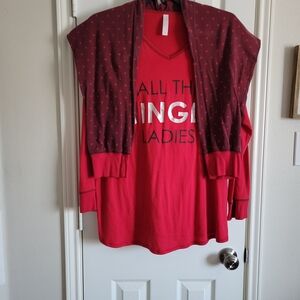 Cacique Red Sleepwear Top And Bottom